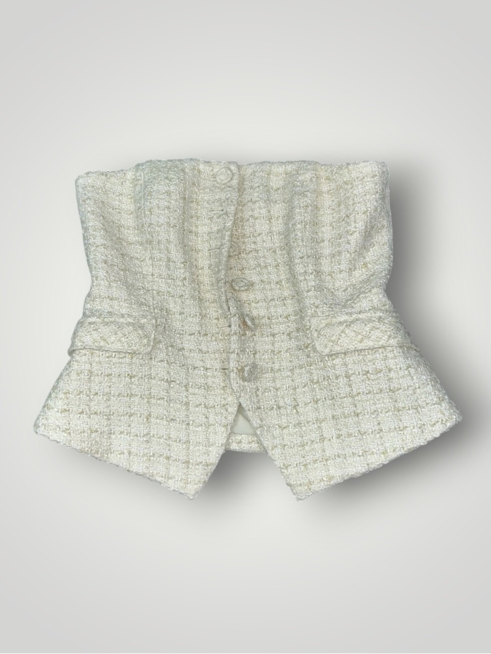 White House Black Market Cream Tweed High-Waist Shorts